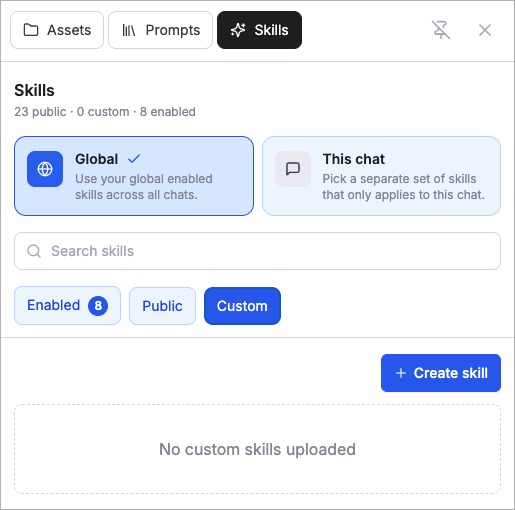 entry of adding custom skill