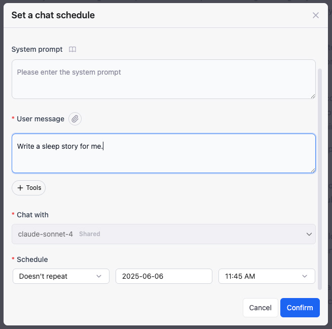 Create a scheduled chat